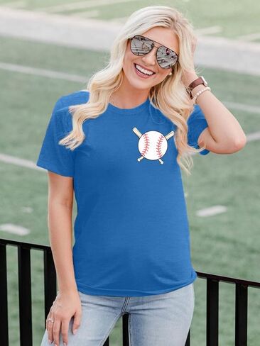 قمصان البيسبول النسائية لعبة يوم قميص البيسبول القلب الجرافيك تي شيرت عادية كم قصير التي شيرت in Kuwait