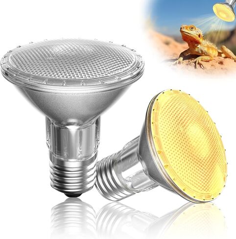 GlowUp 50W Reptile Heat Lamp Bulb,E26 Dimmable Basking Bulb,PAR20 Heat Bulb for Reptiles,2700K Warm White Tortoise Heat Bulb for Lizards Snakes Bearded Dragon Aquarium-2Pack in Saudi Arabia