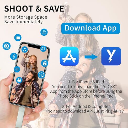 محرك فلاش 512 جيجا بايت لـ iPhone Photo Stick، 4 في 1 نوع C USB Thumb Drive Memory Stick عالي السرعة USB Drive Photo، محرك تخزين ذاكرة خارجي قابل للتوسيع 512 جيجا بايت متوافق مع الهاتف المحمول وأجهزة الكمبيوتر in Kuwait