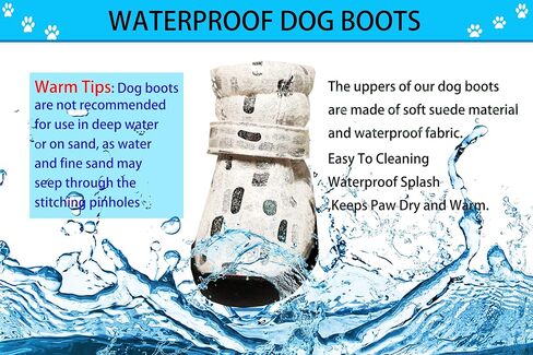 RMAMSCOV Pet Dog Shoes, 4PCS Snow Small Dog Boots, Winter Waterproof Skidproof Warm Protective Boots with Adjustable Straps,Comfortable Paw Protector for Small Medium Pet Cat Dog (#1, White) in Saudi Arabia