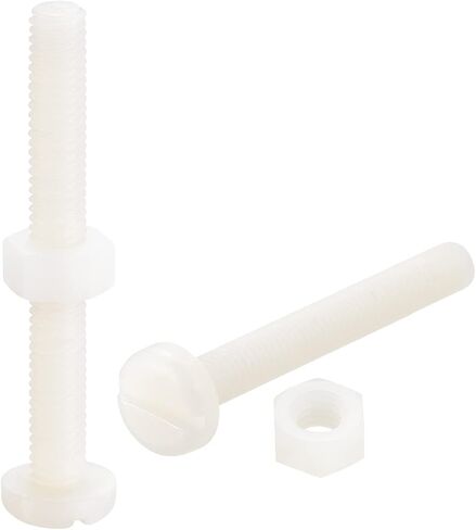 uxcell 20 Pairs Nylon Screw Nut Assortment, M6x35mm Slotted Pan Head Screws & M6 Hex Nuts for Machinery, Electronics, White in Saudi Arabia