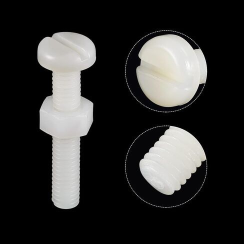 uxcell 20 Pairs Nylon Screw Nut Assortment, M6x35mm Slotted Pan Head Screws & M6 Hex Nuts for Machinery, Electronics, White in Saudi Arabia