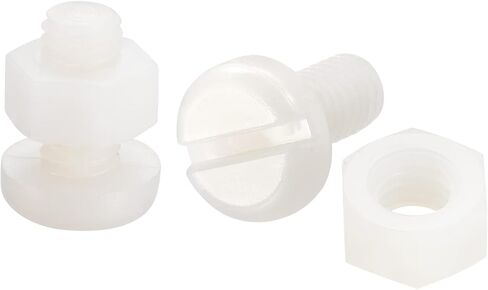 uxcell 20 Pairs Nylon Screw Nut Assortment, M6x35mm Slotted Pan Head Screws & M6 Hex Nuts for Machinery, Electronics, White in Saudi Arabia
