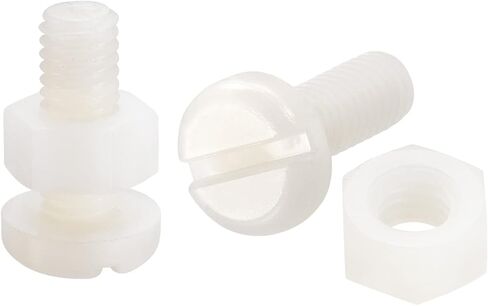 uxcell 20 Pairs Nylon Screw Nut Assortment, M6x35mm Slotted Pan Head Screws & M6 Hex Nuts for Machinery, Electronics, White in Saudi Arabia