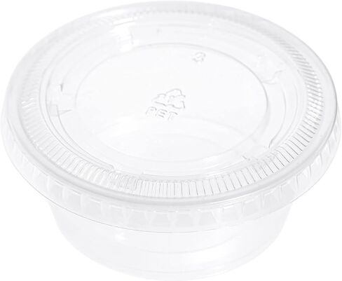 STACKABLES Pack of 150 Plastic Small Portion Cups with Lids 3.35oz ~ Soufle Cups, Sauce Pot with Lids, Portion Cups with Lids ~ Take Away Chutney Ketchup, Jelly Shot & Salad Dressing Cups in Saudi Arabia