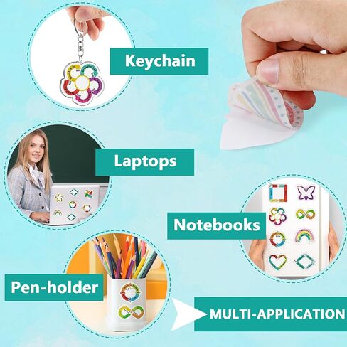 ZOiiWA 60 Pcs Breath Calm Anxiety Sensory Stickers Calm Strips Keychains Reusable Textured Tactile Rough Calming Stickers Adhesive Sensory Strips School Office Classroom Adults Kids Tension Supplies in Saudi Arabia
