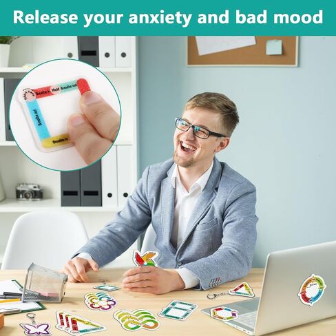 ZOiiWA 60 Pcs Breath Calm Anxiety Sensory Stickers Calm Strips Keychains Reusable Textured Tactile Rough Calming Stickers Adhesive Sensory Strips School Office Classroom Adults Kids Tension Supplies in Saudi Arabia