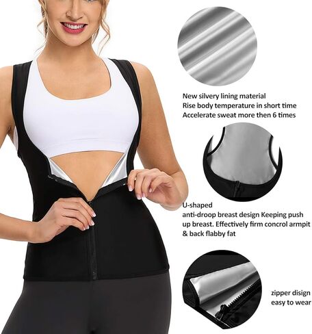 NonEcho Women Neoprene Sweat Vest for Women Sauna Suit Hot Sweat Waist Trainer Vest Slimming Body Shaper in Saudi Arabia