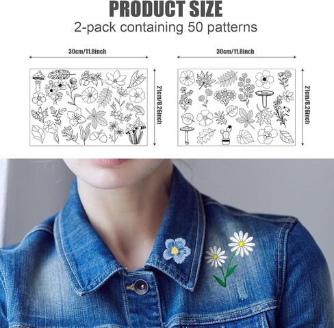 50pcs Hand Sewing Stabilizers, Water Soluble Hand Sewing Stabilizers Machine Embroidery Stabilizers with Flower Patterns Water Soluble Stabilizer for Hand Sewing Beginners in Saudi Arabia
