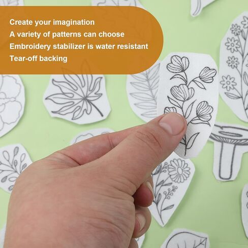 50pcs Hand Sewing Stabilizers, Water Soluble Hand Sewing Stabilizers Machine Embroidery Stabilizers with Flower Patterns Water Soluble Stabilizer for Hand Sewing Beginners in Saudi Arabia