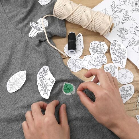 50pcs Hand Sewing Stabilizers, Water Soluble Hand Sewing Stabilizers Machine Embroidery Stabilizers with Flower Patterns Water Soluble Stabilizer for Hand Sewing Beginners in Saudi Arabia