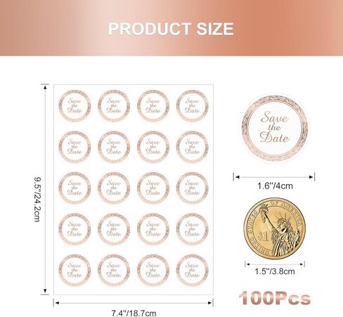 ملصقات Anwyll Save The Date، 100 قطعة على شكل مغلف مقاس 1.6 بوصة ملصقات ملصقات لحفلات الزفاف، ملصقات مغلف من رقائق الذهب المعدنية ذاتية اللصق لبطاقة الدعوة وحقيبة المكافآت وحفلات الزفاف وحفلات استقبال المولود الجديد in Kuwait