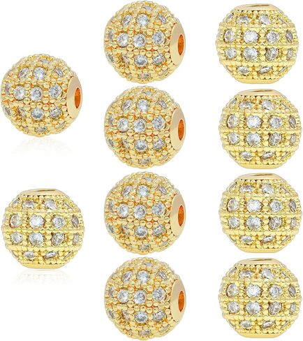 Round Charm Spacer Beads, Zirconia Pave Connector Charm Beads for Bracelet Necklace DIY Jewelry Making Crafts in Saudi Arabia