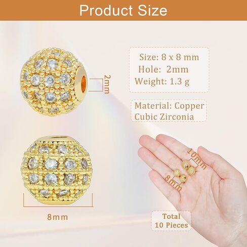 Round Charm Spacer Beads, Zirconia Pave Connector Charm Beads for Bracelet Necklace DIY Jewelry Making Crafts in Saudi Arabia