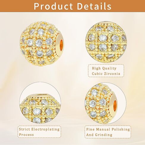 Round Charm Spacer Beads, Zirconia Pave Connector Charm Beads for Bracelet Necklace DIY Jewelry Making Crafts in Saudi Arabia
