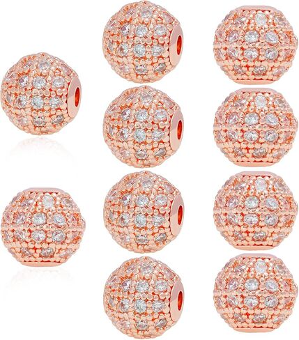 Round Charm Spacer Beads, Zirconia Pave Connector Charm Beads for Bracelet Necklace DIY Jewelry Making Crafts in Saudi Arabia