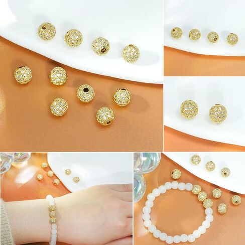 Round Charm Spacer Beads, Zirconia Pave Connector Charm Beads for Bracelet Necklace DIY Jewelry Making Crafts in Saudi Arabia