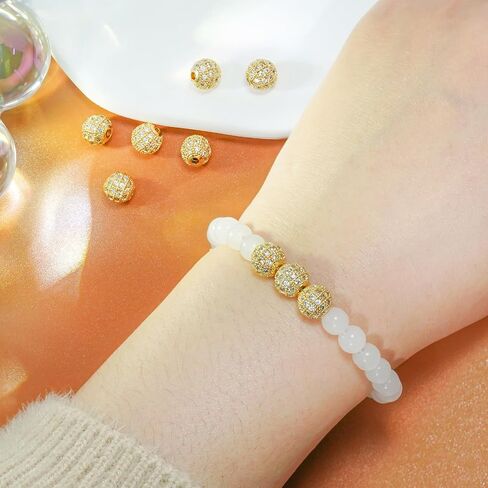 Round Charm Spacer Beads, Zirconia Pave Connector Charm Beads for Bracelet Necklace DIY Jewelry Making Crafts in Saudi Arabia
