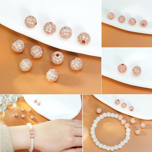 Round Charm Spacer Beads, Zirconia Pave Connector Charm Beads for Bracelet Necklace DIY Jewelry Making Crafts in Saudi Arabia