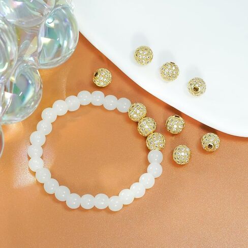 Round Charm Spacer Beads, Zirconia Pave Connector Charm Beads for Bracelet Necklace DIY Jewelry Making Crafts in Saudi Arabia