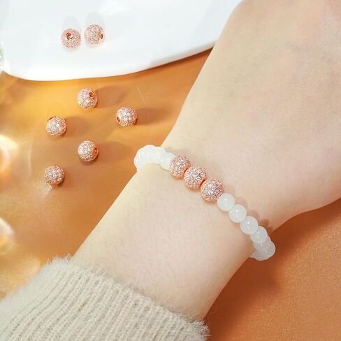 Round Charm Spacer Beads, Zirconia Pave Connector Charm Beads for Bracelet Necklace DIY Jewelry Making Crafts in Saudi Arabia