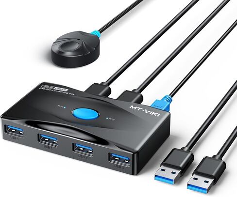 MT-VIKI USB 3.0 Switch 4 Port USB Switch Selector 5Gbps for 2 Computer Share Mouse Keyboard + 2 Pack Cable in Kuwait