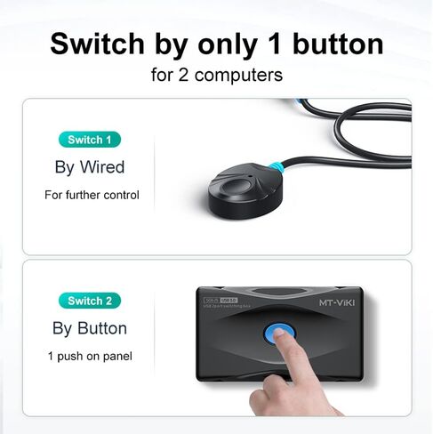 MT-VIKI USB 3.0 Switch 4 Port USB Switch Selector 5Gbps for 2 Computer Share Mouse Keyboard + 2 Pack Cable in Kuwait