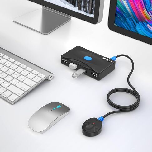 MT-VIKI USB 3.0 Switch 4 Port USB Switch Selector 5Gbps for 2 Computer Share Mouse Keyboard + 2 Pack Cable in Kuwait