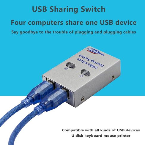 SinLoon USB Sharing Switch,3 in 1 (1) 2 Ports Auto Printer Sharing Switch Hub Box,High Speed Sharing Switcher Printer Scanner External (1 to 2） in Saudi Arabia