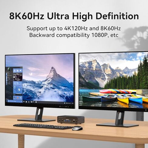 PVBCTCSID DisplayPort KVM Switch 2 شاشات 2 أجهزة كمبيوتر 8K @ 60HZ 4K @ 120HZ الألومنيوم KVM Switch شاشة مزدوجة KVM Switcher 2 شاشات لجهازي كمبيوتر مشاركة 4 أجهزة USB مع وحدة تحكم سطح المكتب in Kuwait