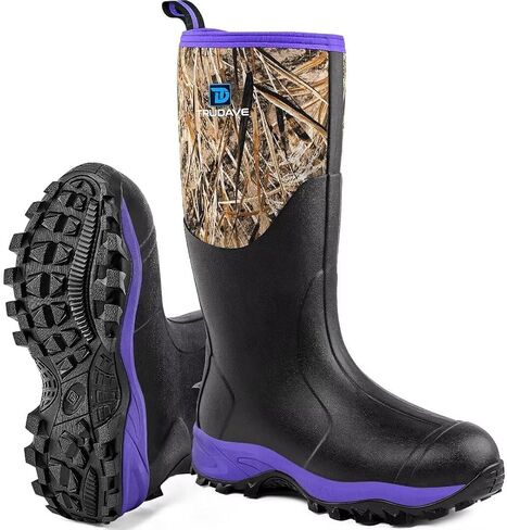 Trudave Rubber Boots for Women with Steel Shank, Waterproof Insulated Mud Rain Boots, 6mm Neoprene Anti-slip Outdoor Work Boots, Size 6-11 in Kuwait