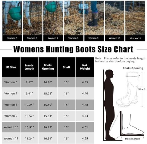 Trudave Rubber Boots for Women with Steel Shank, Waterproof Insulated Mud Rain Boots, 6mm Neoprene Anti-slip Outdoor Work Boots, Size 6-11 in Kuwait