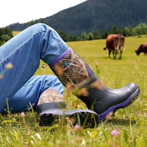 Trudave Rubber Boots for Women with Steel Shank, Waterproof Insulated Mud Rain Boots, 6mm Neoprene Anti-slip Outdoor Work Boots, Size 6-11 in Kuwait