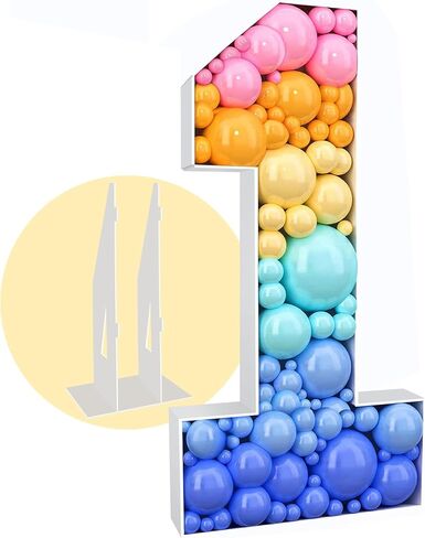 AK KYC 4FT Number 1 Balloon Frame Mosaic Numbers for Balloons Frame Number 1 Marquee Light Up Numbers Pre-Cut Kit Foam Board Decoration for 1st Birthday Boy Girl Party Anniversary in Saudi Arabia
