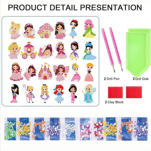 LVIITIS Diamond Painting Cartoon Sticker Kits for Kids(24ct)-Mosaic Making Waterproof Sticker for Girls and Boys - Diamond Arts Gem Handmade Decorative Sticker Age 6-12(Transportation) in Kuwait