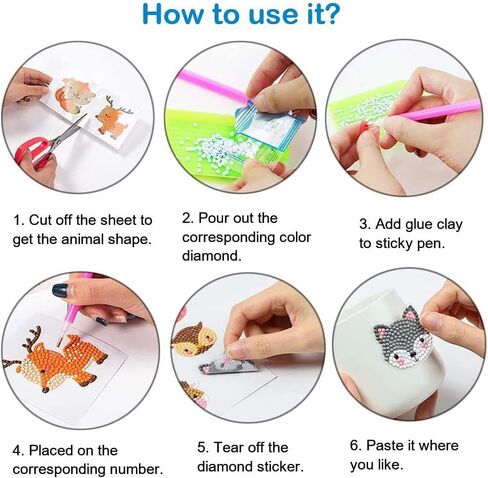 LVIITIS Diamond Painting Cartoon Sticker Kits for Kids(24ct)-Mosaic Making Waterproof Sticker for Girls and Boys - Diamond Arts Gem Handmade Decorative Sticker Age 6-12(Transportation) in Kuwait