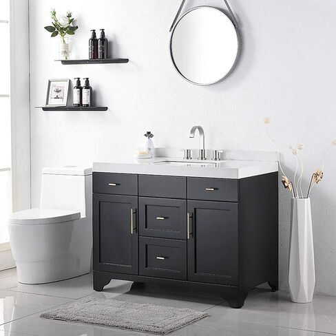 صنبور حوض حمام ذهبي مصقول واسع الانتشار من فيستينا، 8 بوصة، 3 فتحات، 2 مقبض، مع تصريف معدني منبثق، WF040-1-BG in Kuwait