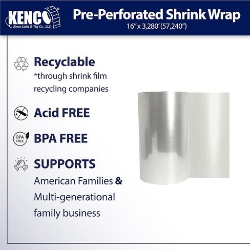 Kenco 16" 40 Gauge Polyolefin Shrink Film Heat Wrap POF Centerfold, Pre-Perforated P7 for Optimal Shrinking - 3280 Feet (1) in Saudi Arabia