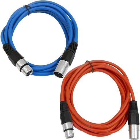 Seismic Audio - SAXLX-6-2 Pack of 6' XLR Male to XLR Female Patch Cables - Balanced - 6 Foot Patch Cord - Blue and Red in Saudi Arabia