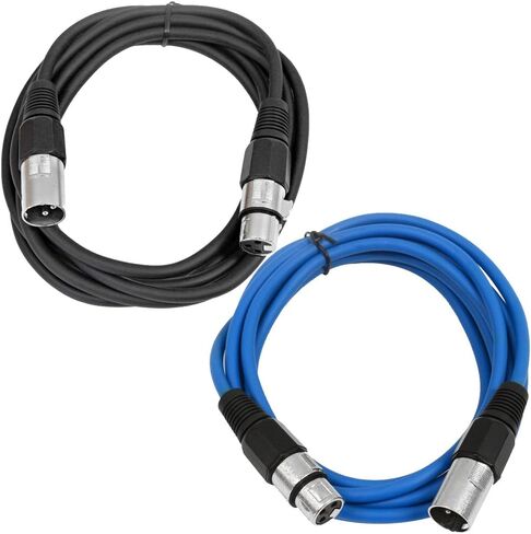 Seismic Audio - SAXLX-6-2 Pack of 6' XLR Male to XLR Female Patch Cables - Balanced - 6 Foot Patch Cord - Blue and Red in Saudi Arabia