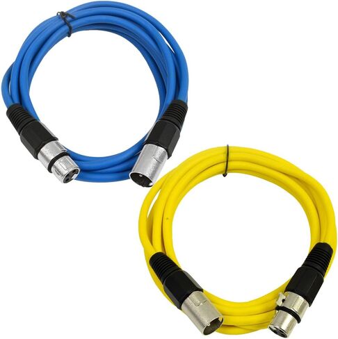 Seismic Audio - SAXLX-6-2 Pack of 6' XLR Male to XLR Female Patch Cables - Balanced - 6 Foot Patch Cord - Blue and Red in Saudi Arabia