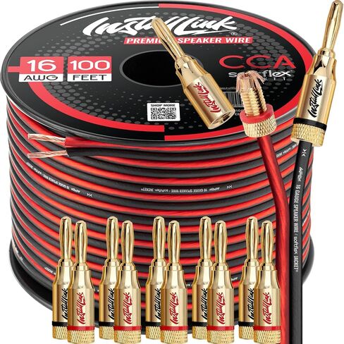 16 AWG Gauge Speaker Wire Cable Stereo, Car or Home Theater, CCA (250 Feet) by Install Link in Saudi Arabia