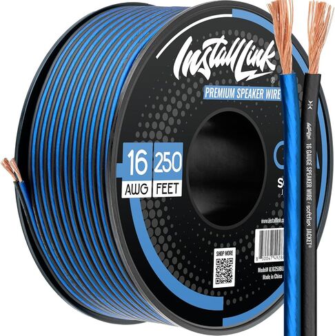 16 AWG Gauge Speaker Wire Cable Stereo, Car or Home Theater, CCA (250 Feet) by Install Link in Saudi Arabia