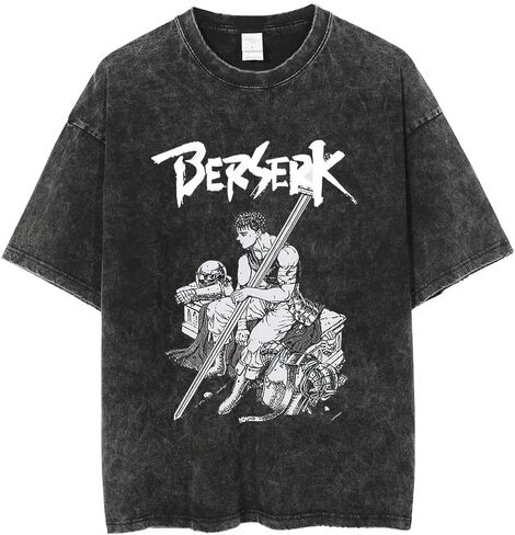 Y2K Tops Men's 90s Vintage Berserk Anime Graphic Shirts Summer Casual Tee Streetwear Harajuku Top Tshirt in Kuwait