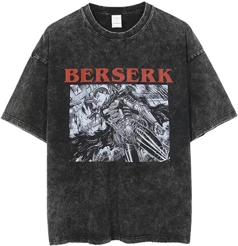 Y2K Tops Men's 90s Vintage Berserk Anime Graphic Shirts Summer Casual Tee Streetwear Harajuku Top Tshirt in Kuwait