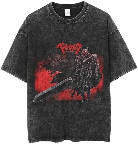 Y2K Tops Men's 90s Vintage Berserk Anime Graphic Shirts Summer Casual Tee Streetwear Harajuku Top Tshirt in Kuwait