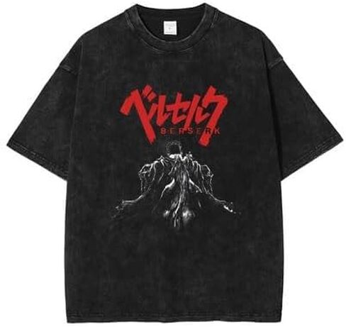 Y2K Tops Men's 90s Vintage Berserk Anime Graphic Shirts Summer Casual Tee Streetwear Harajuku Top Tshirt in Kuwait