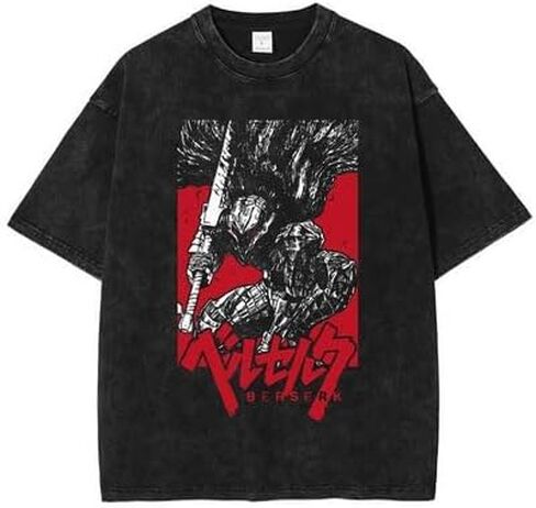 Y2K Tops Men's 90s Vintage Berserk Anime Graphic Shirts Summer Casual Tee Streetwear Harajuku Top Tshirt in Kuwait