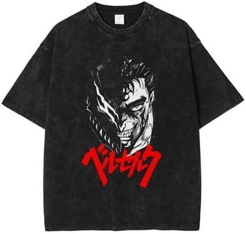 Y2K Tops Men's 90s Vintage Berserk Anime Graphic Shirts Summer Casual Tee Streetwear Harajuku Top Tshirt in Kuwait