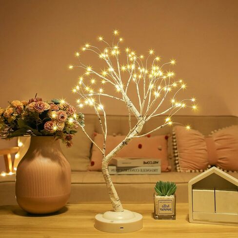 108 LED Birch Tree Lights 20 Inches Artificial Tabletop Fairy Tree Lamp Eight Lighting Modes USB or Battery Operated with Timer Decor for Bedroom Living Room Wedding Christmas Easter (Warm White) in Saudi Arabia
